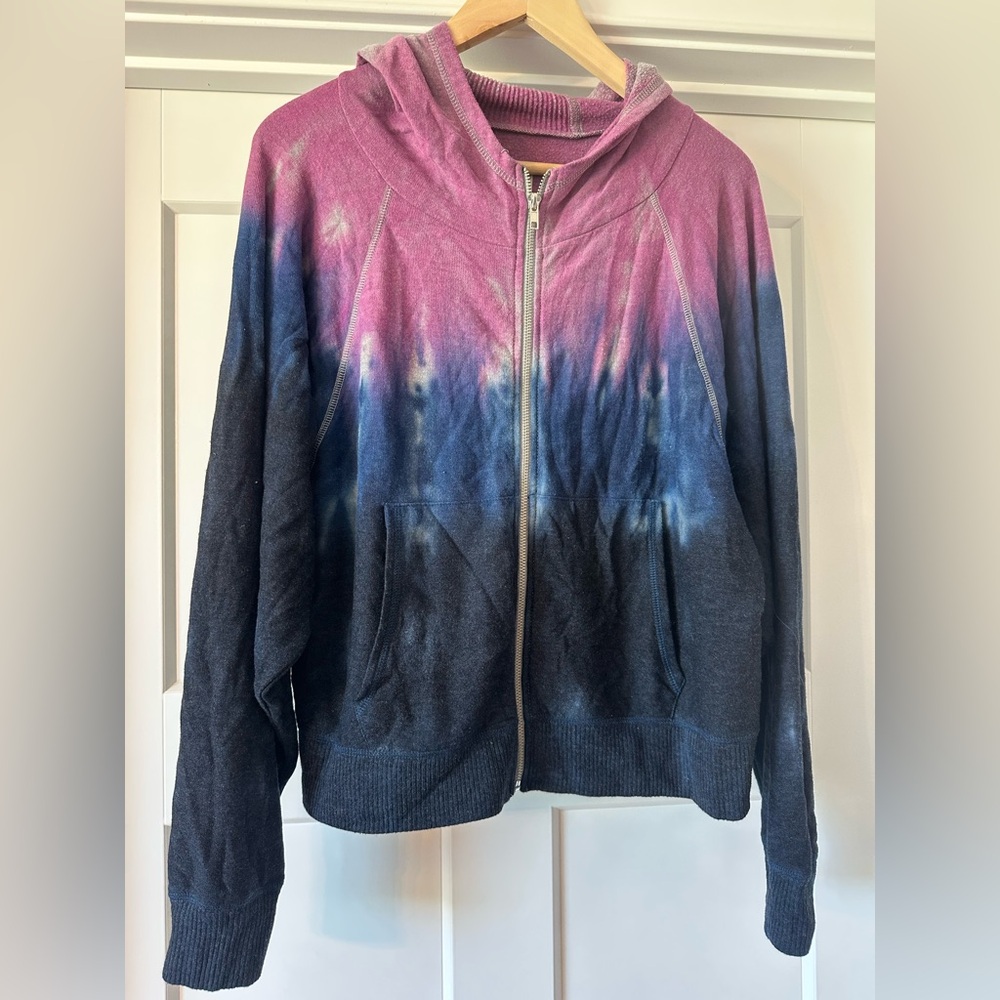 Chaser Purple to Pink Ombre Tie-Dye Zip Hoodie